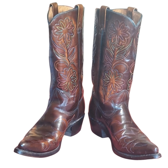 Vintage Rodeo Cowboy Boots Patent Leather Rainbow Peacock Men's - Picture 6 of 16